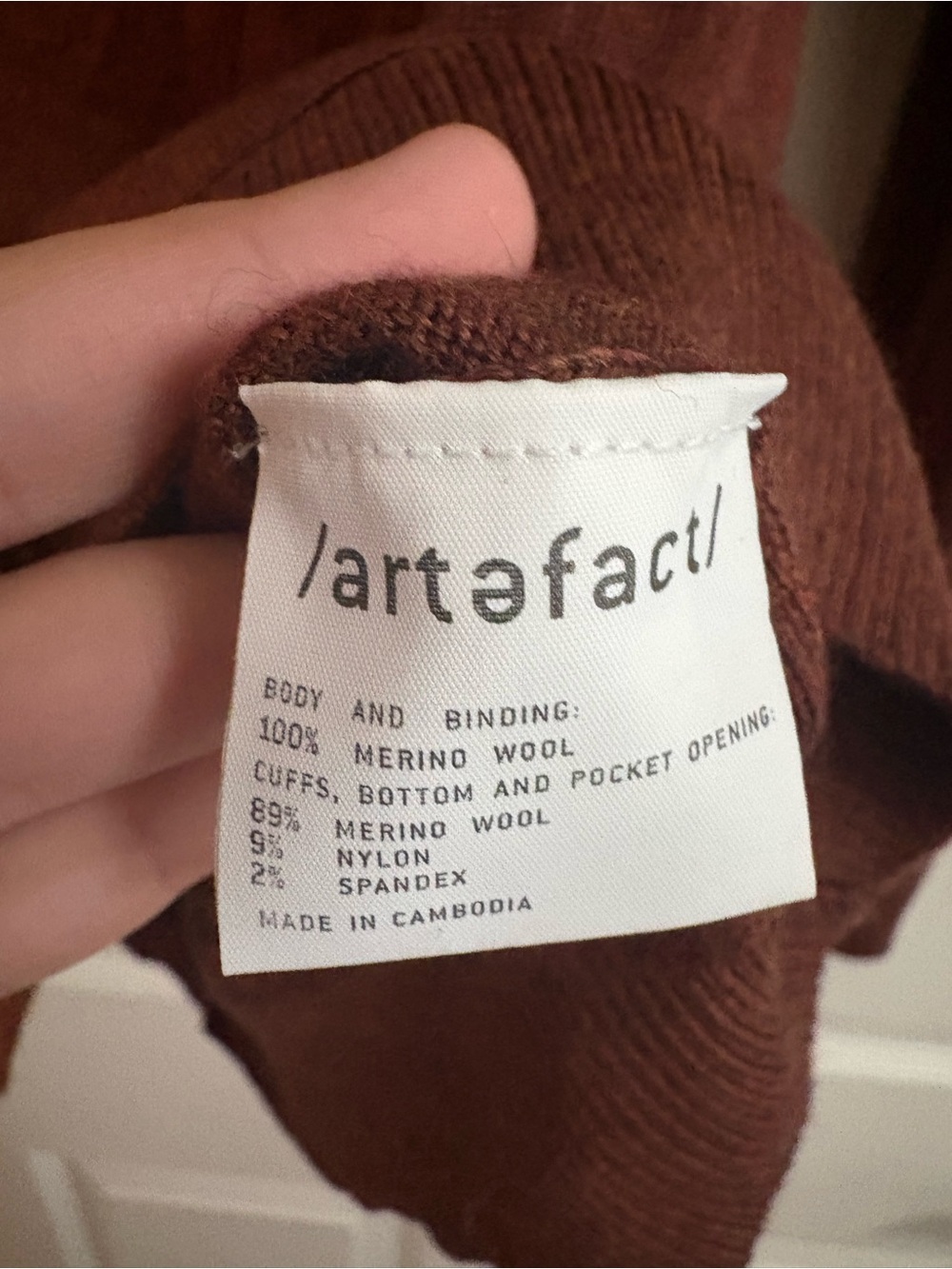 Artefact 100% merino wool hooded sweatshirt hoodie burnt orange comfy men's L - Picture 5 of 6